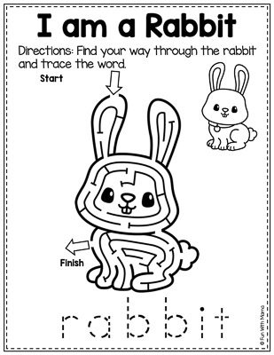 i am a rabbit pet themed activities maze