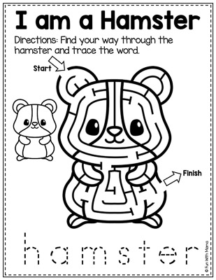 i am a hamster pet themed activities maze